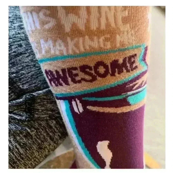 NEW This Wine is Making Me Awesome LOL Funny Pair of Socks Primitives by Kathy - Picture 4 of 6